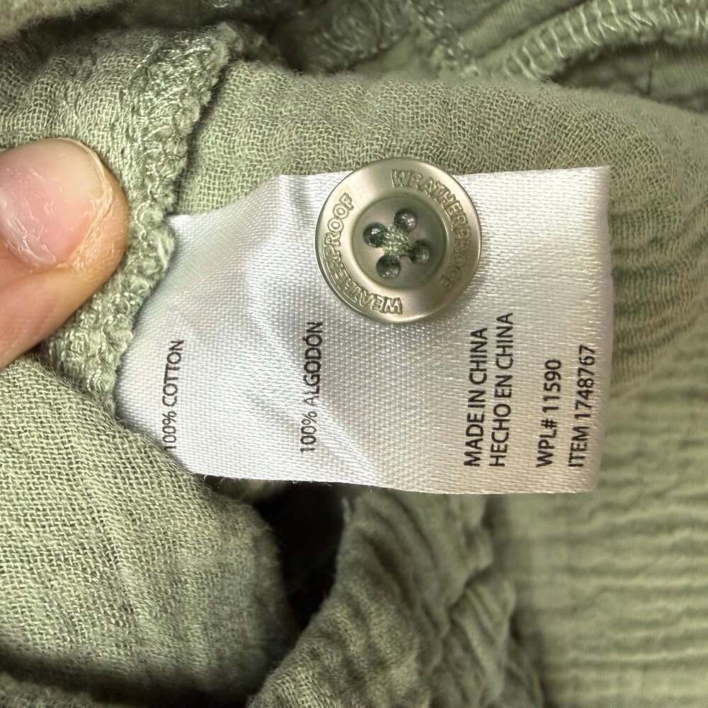 Weatherproof Vintage Women's Green Cotton Gauze SS Button Down Shirt Dress - Picture 5 of 8